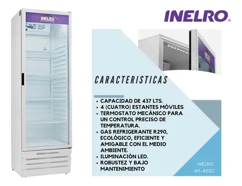 Heladera Exhibidora Vertical Inelro 440lts Mt-450 Luz Led