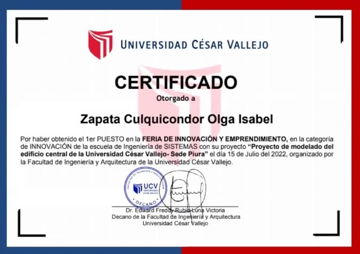 Logros de Diego Arturo Yangua Merino en la Universidad Cesar Vallejo