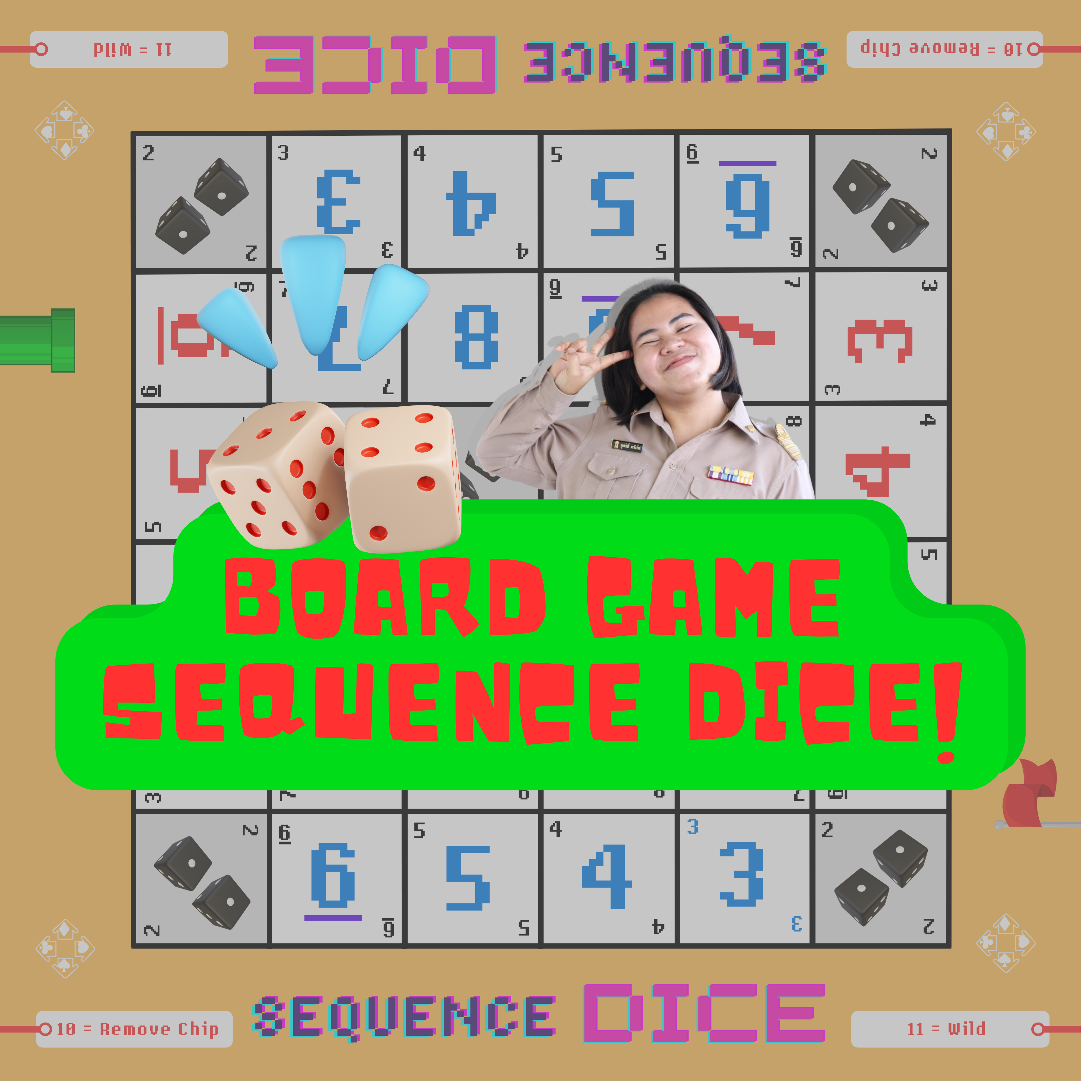 ภาพประกอบไอเดีย ทบทวนเรื่องความน่าจะเป็นด้วยบอร์ดเกม Sequence Dice 