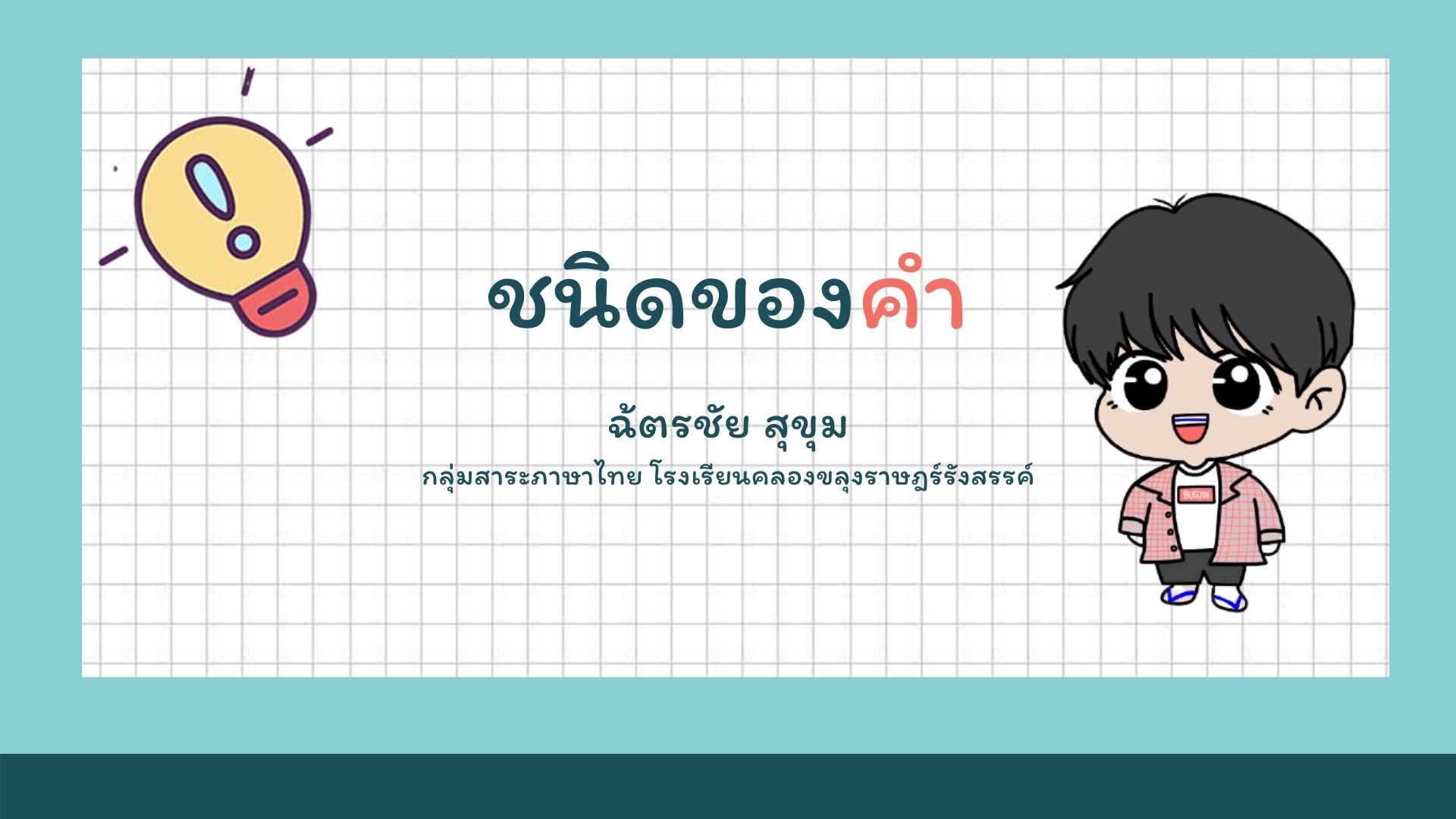 ภาพประกอบไอเดีย สื่อประกอบการนำเสนอ เรื่อง ชนิดของคำในภาษาไทย