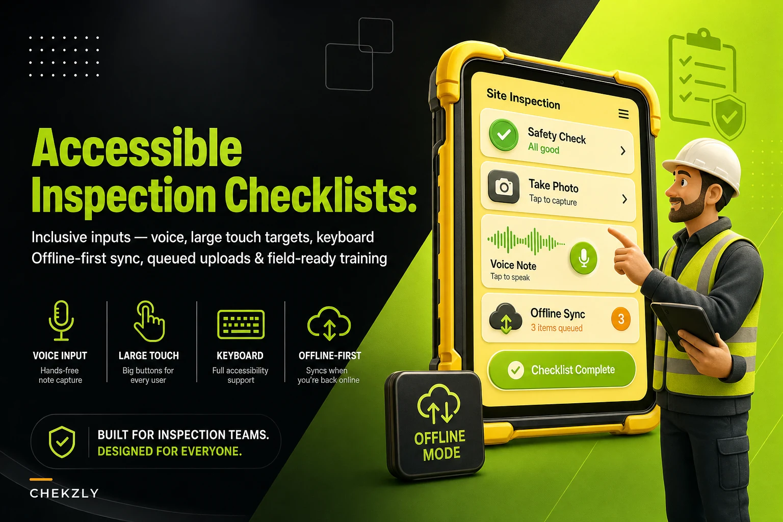 Accessible inspection checklists: inclusive input patterns and offline alternatives for field teams