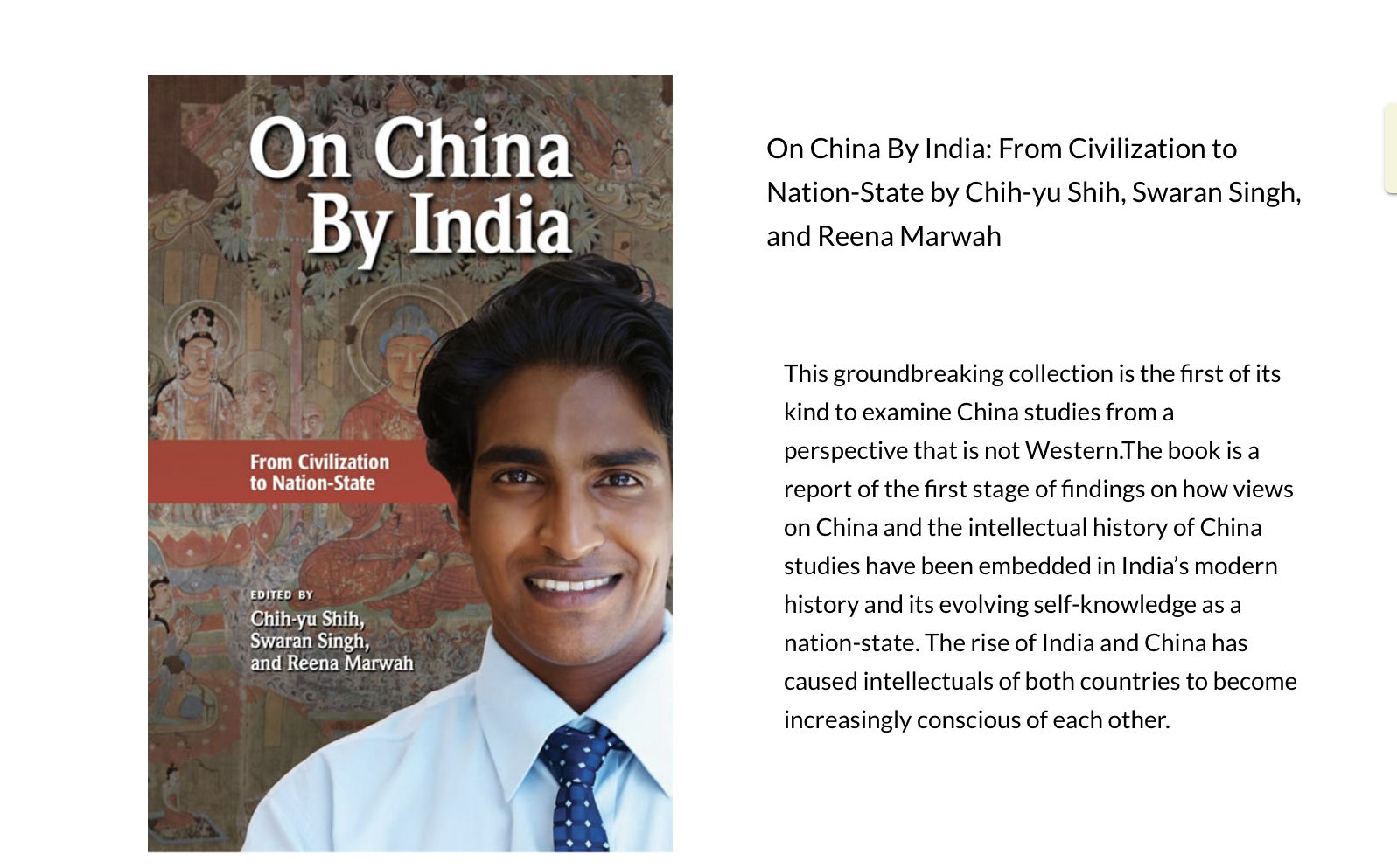 On China By India: Civilisation to.. Shih Chih-yu, Swaran Singh, and Reena Marwah