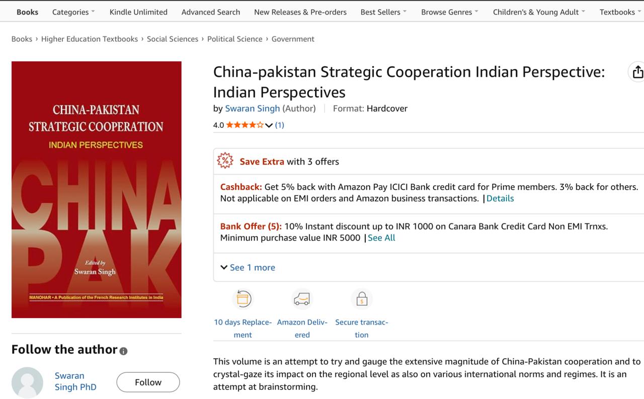China-Pakistan Strategic Cooperation: Indian Perspectives
