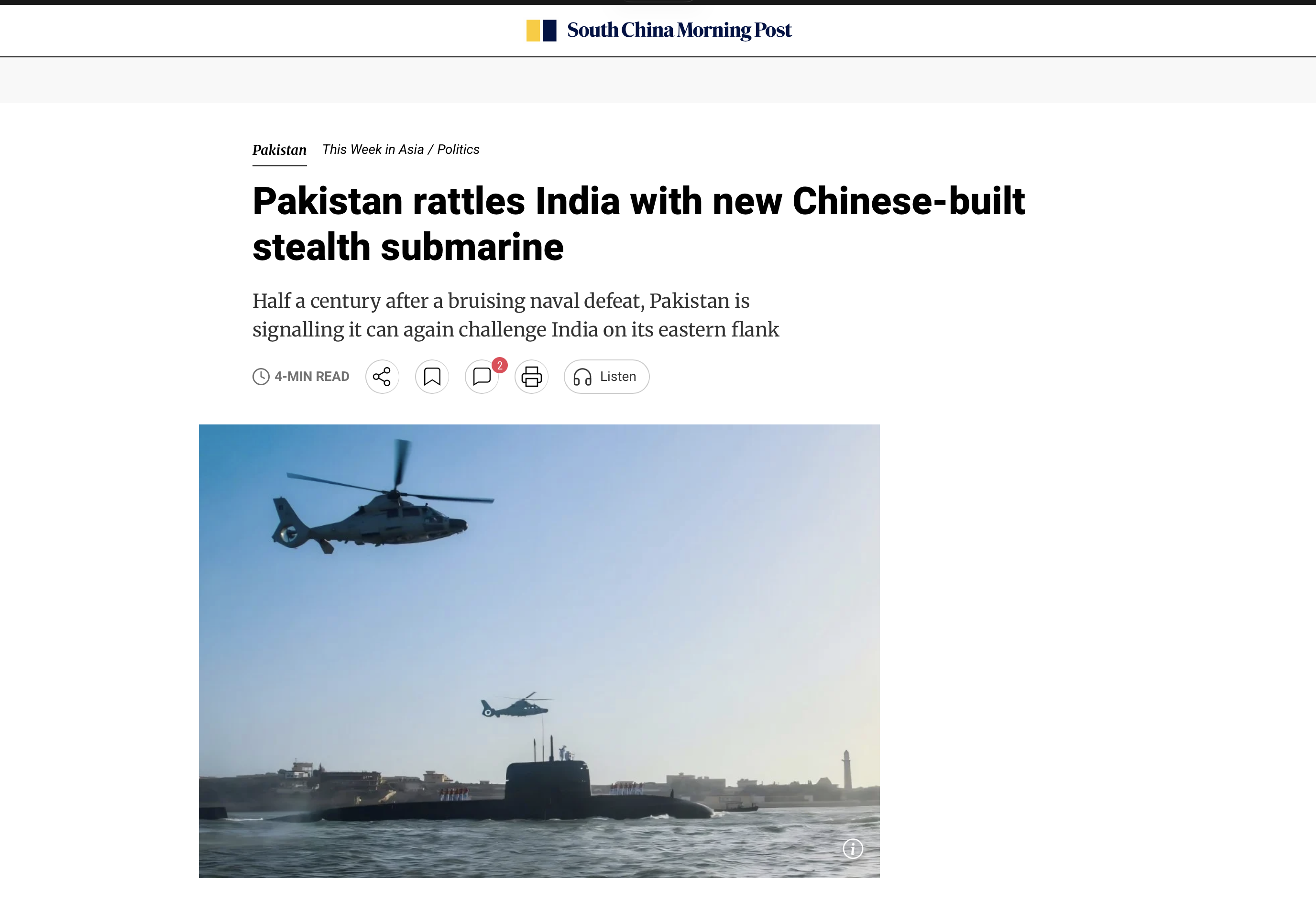 Pakistan rattles India with new Chinese-built stealth submarine