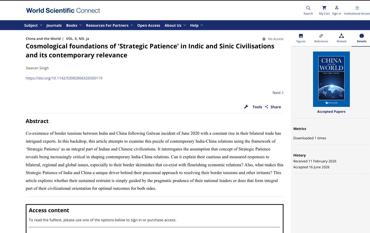 Cosmological foundations of ‘Strategic Patience’ in Indic and Sinic Civilizatiins and its contemporary relevance