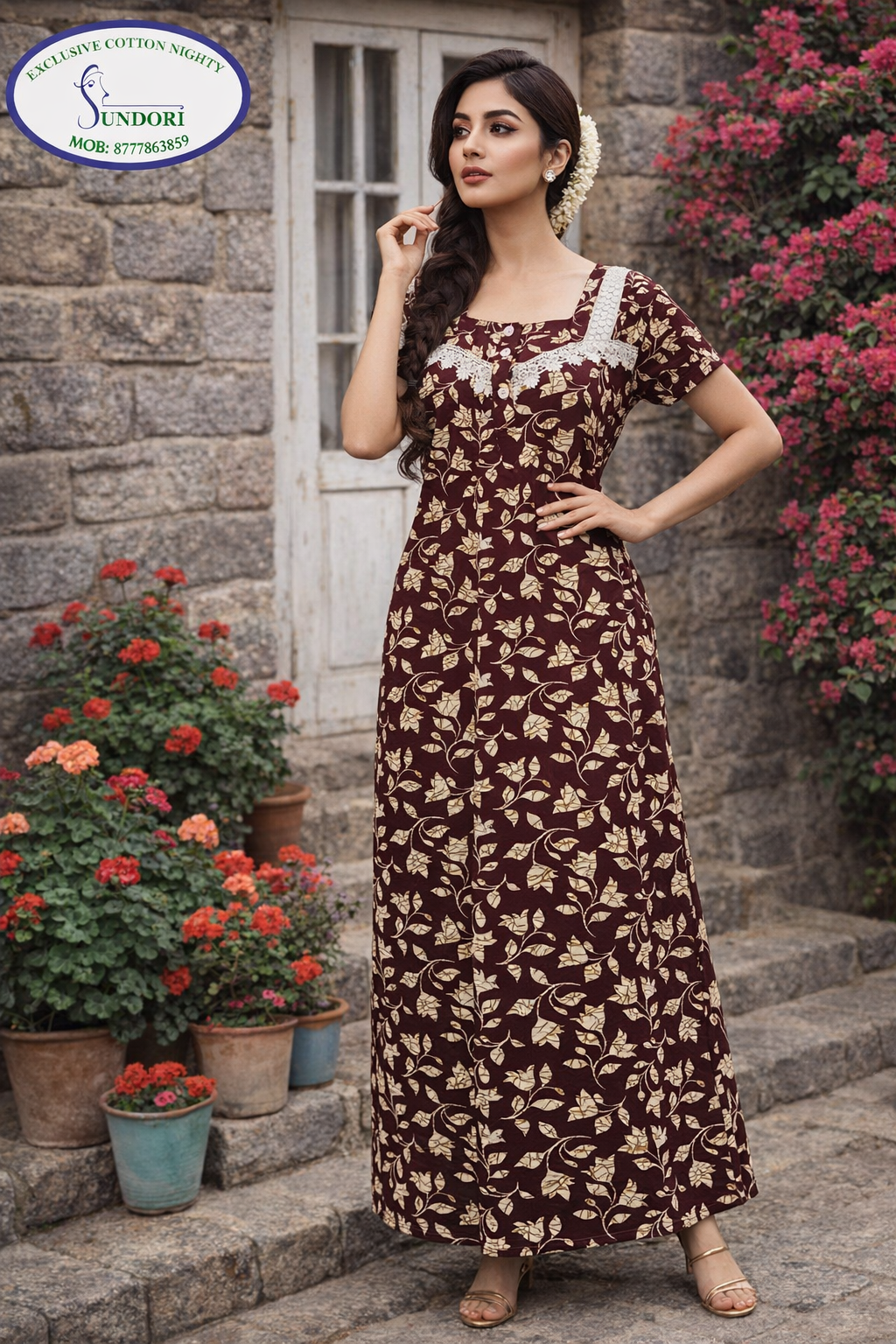 Lace-neck designer A-line