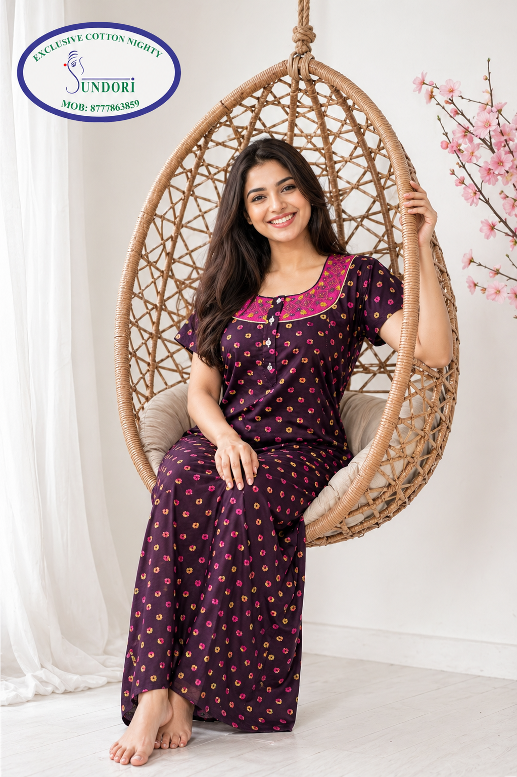 Embroidered round neck A-line