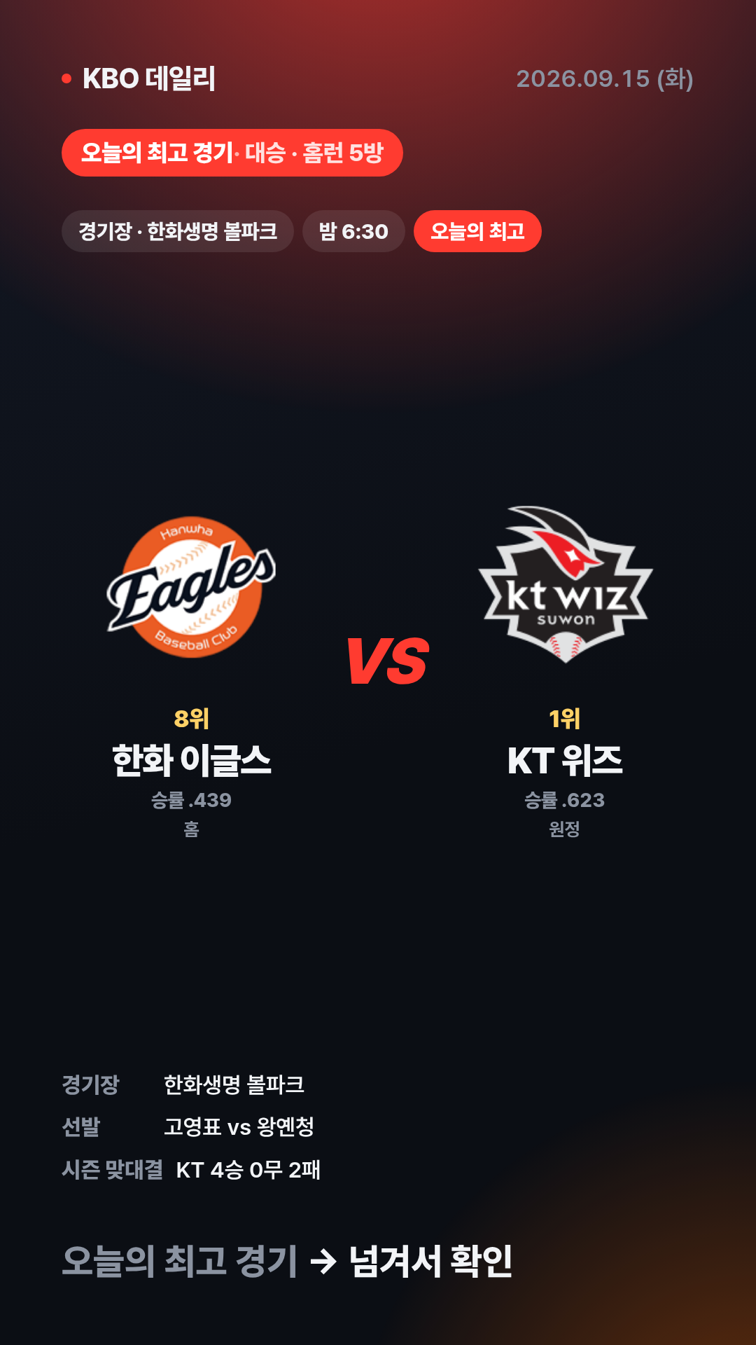 KBO 경기 결과 (9월 15일) 19