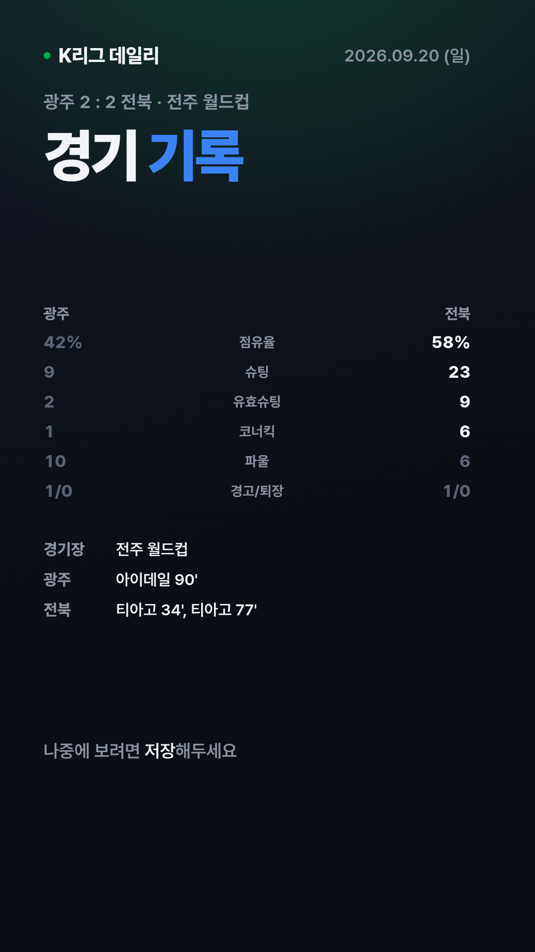 K리그 경기 결과 (9월 20일) 11