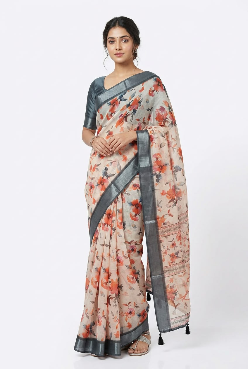 Classic linen saree ready to wear