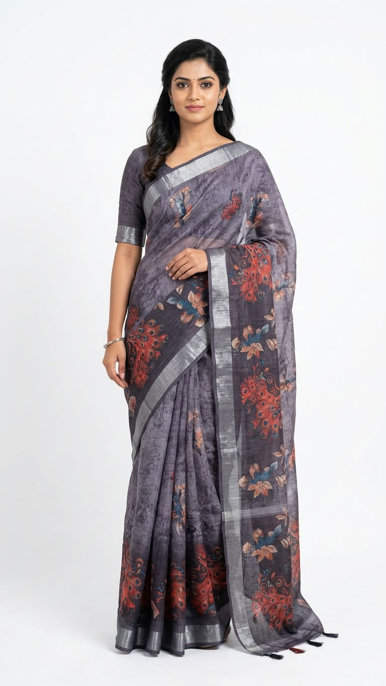 Classic linen saree ready to wear