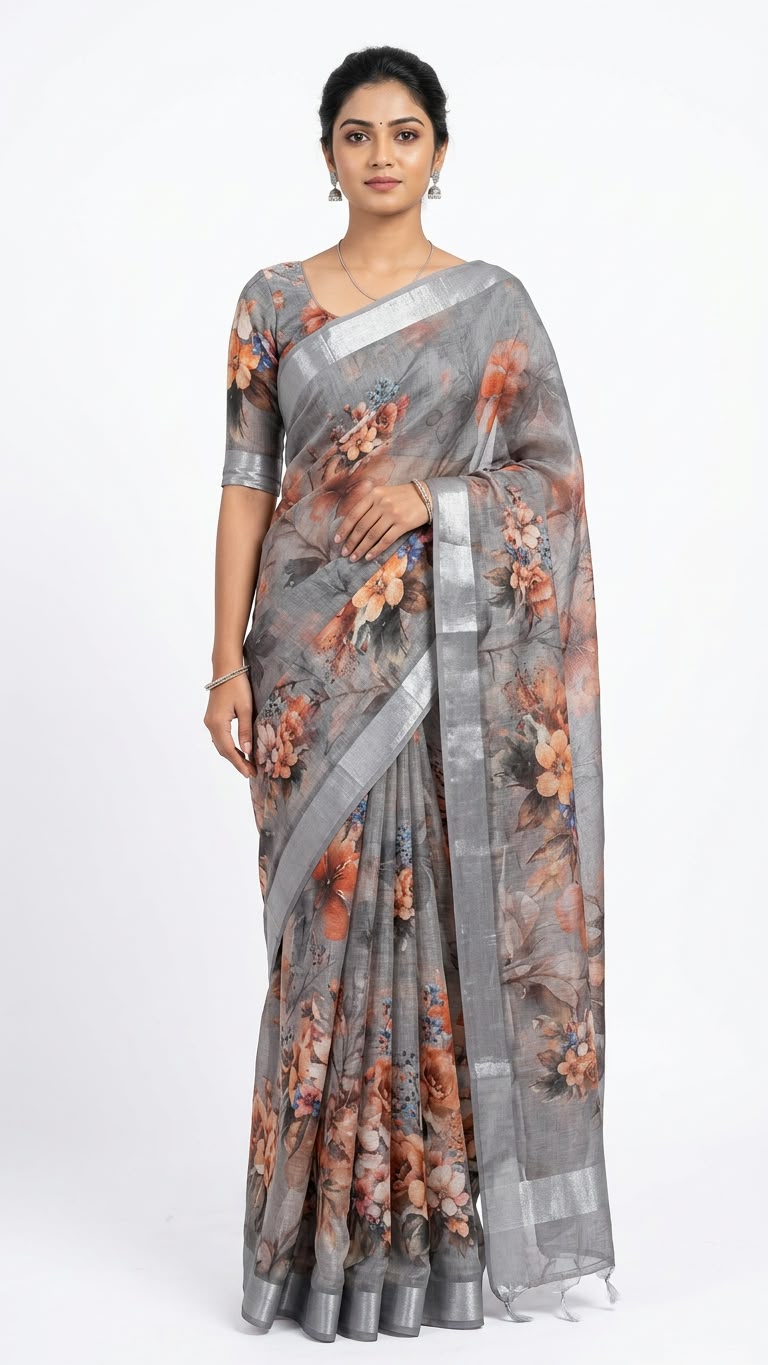 Classic linen saree ready to wear