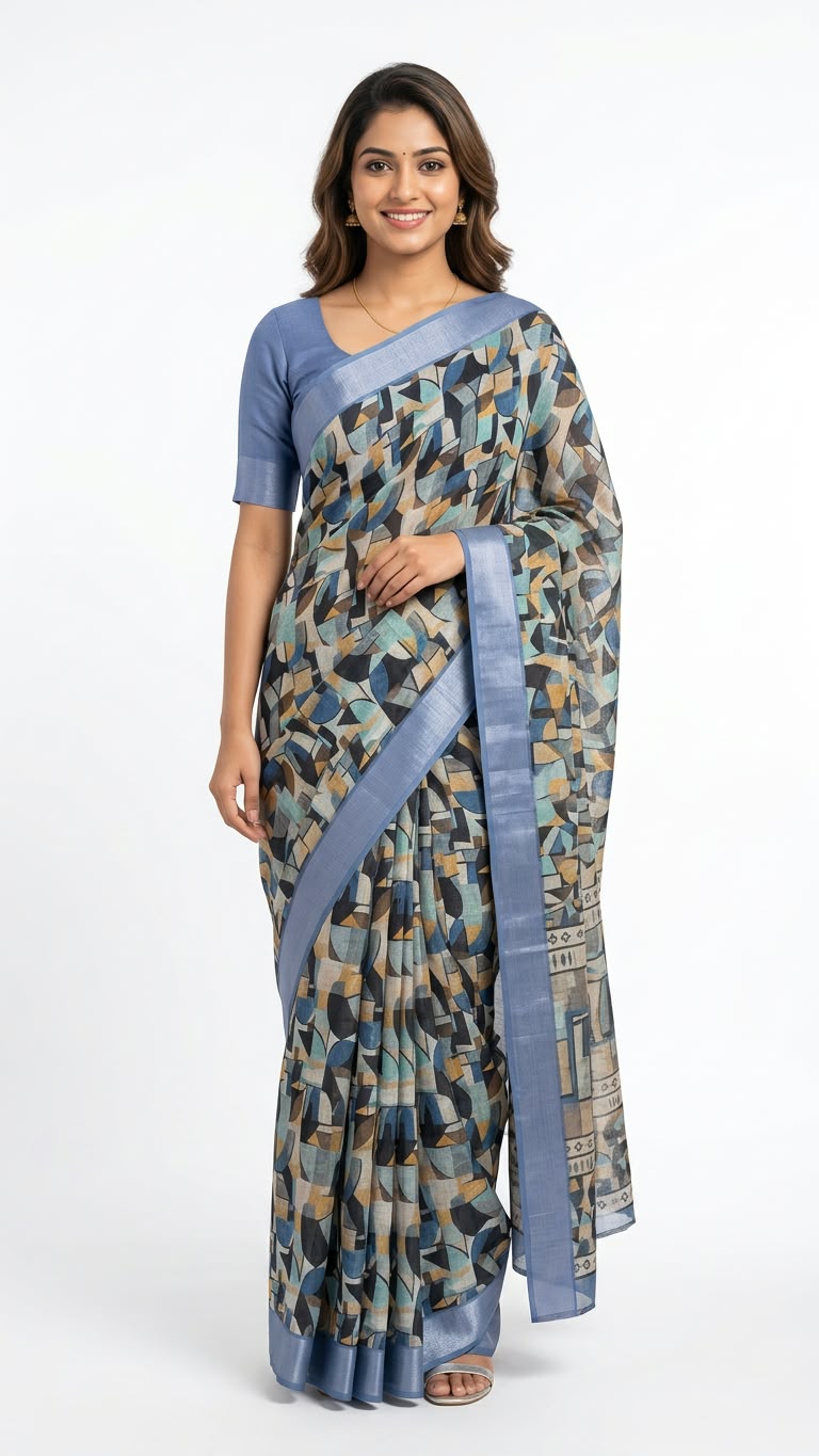 Classic linen saree ready to wear