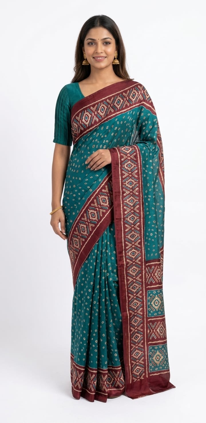 Mulberry silk crepe saree ready to wear