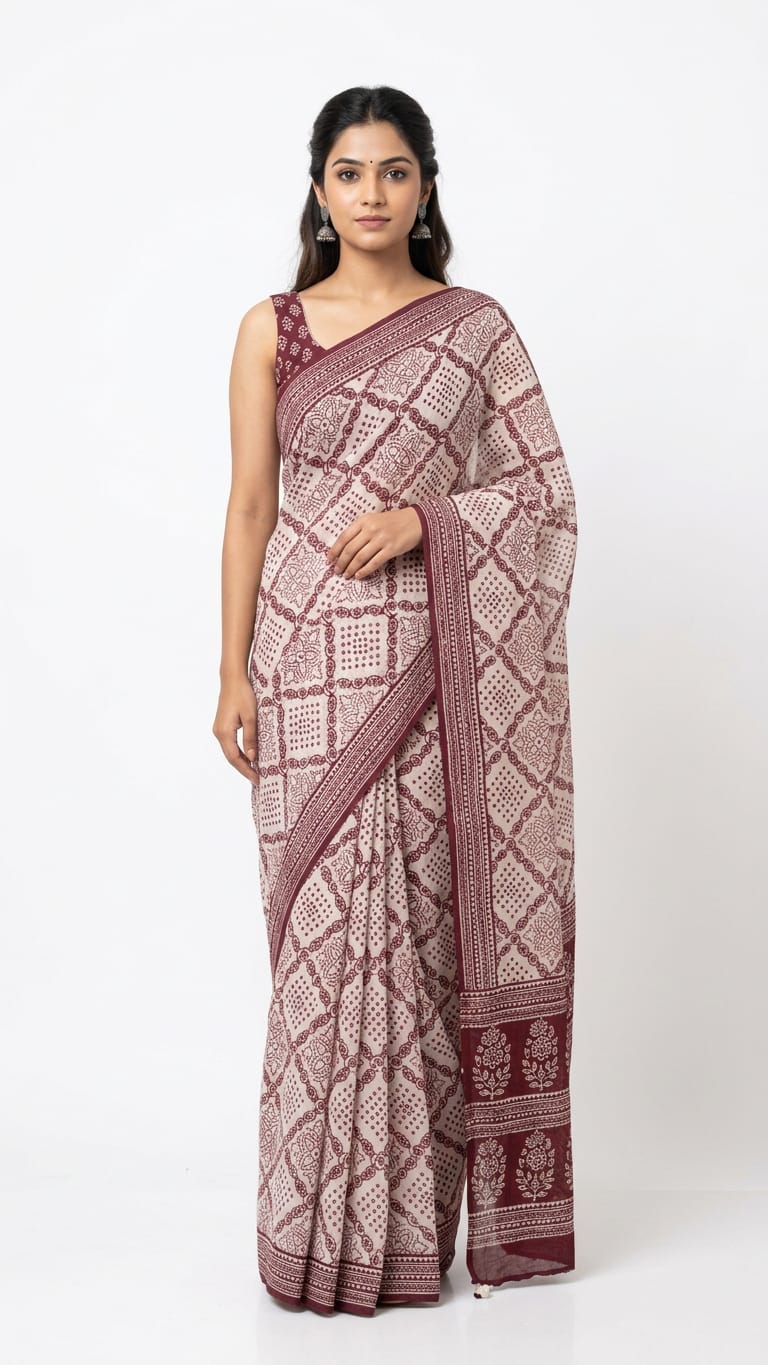 Royal pure cotton saree with aari work ready to wear