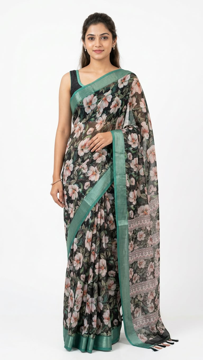 Classic linen saree ready to wear