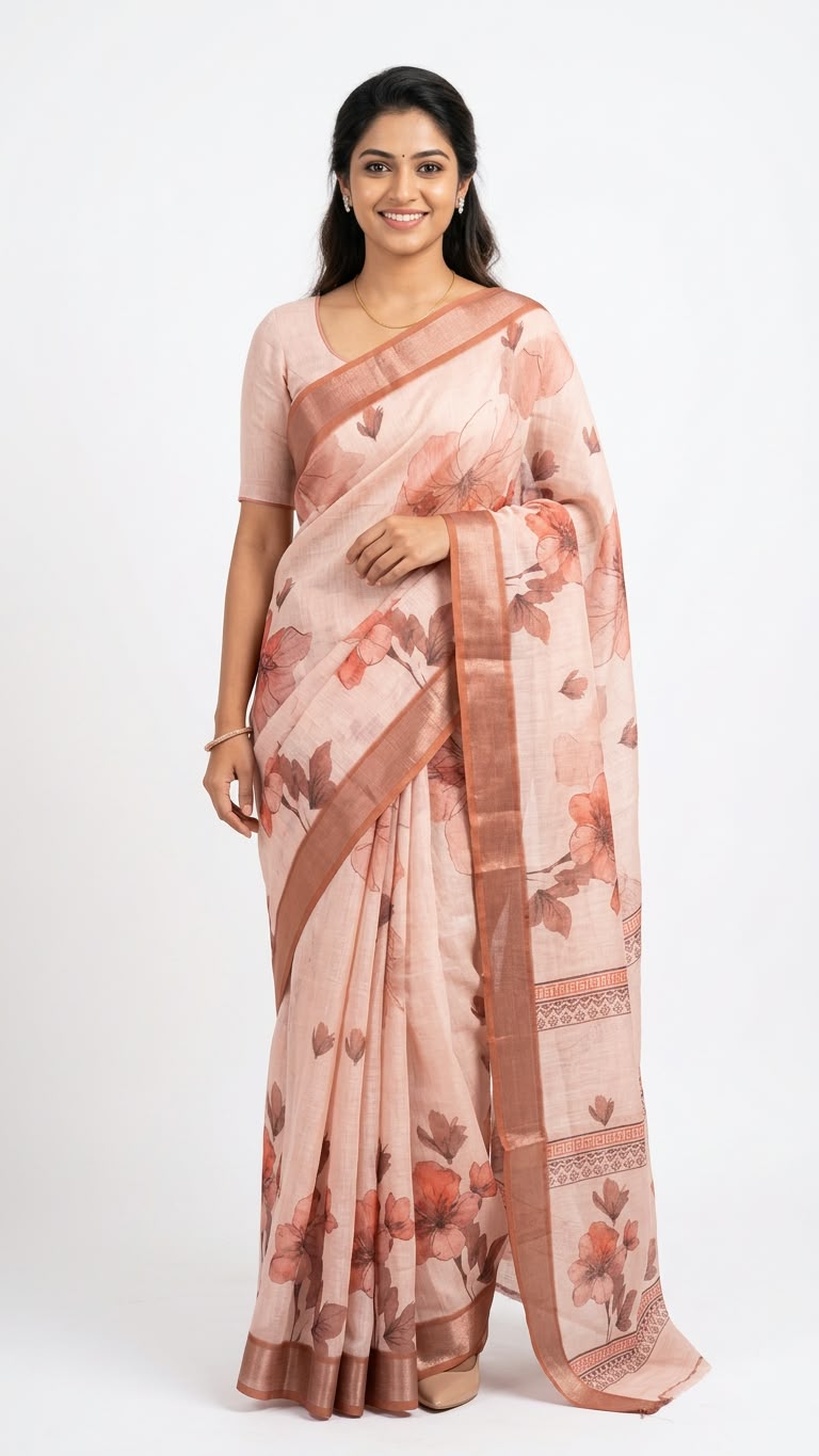 Classic linen saree ready to wear