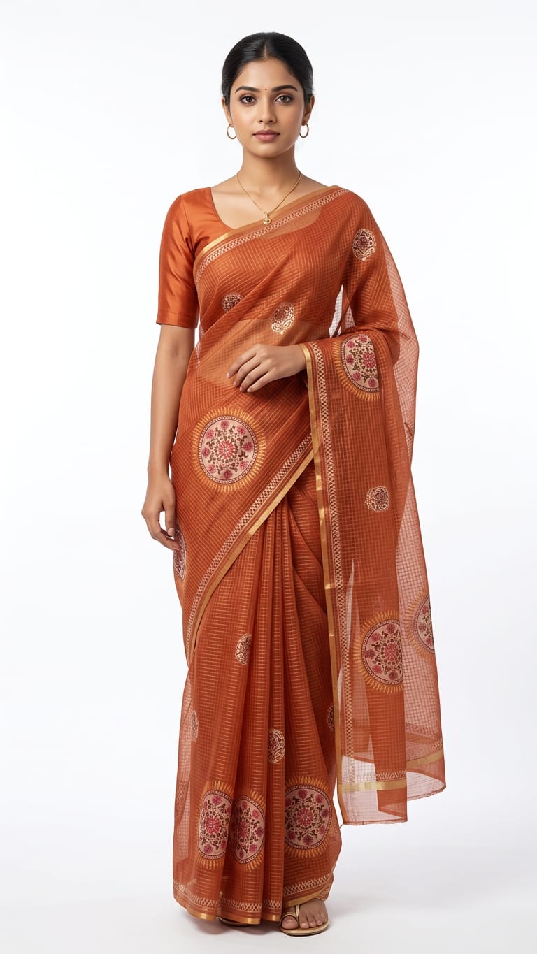 Classy kota doria printed saree ready to wear