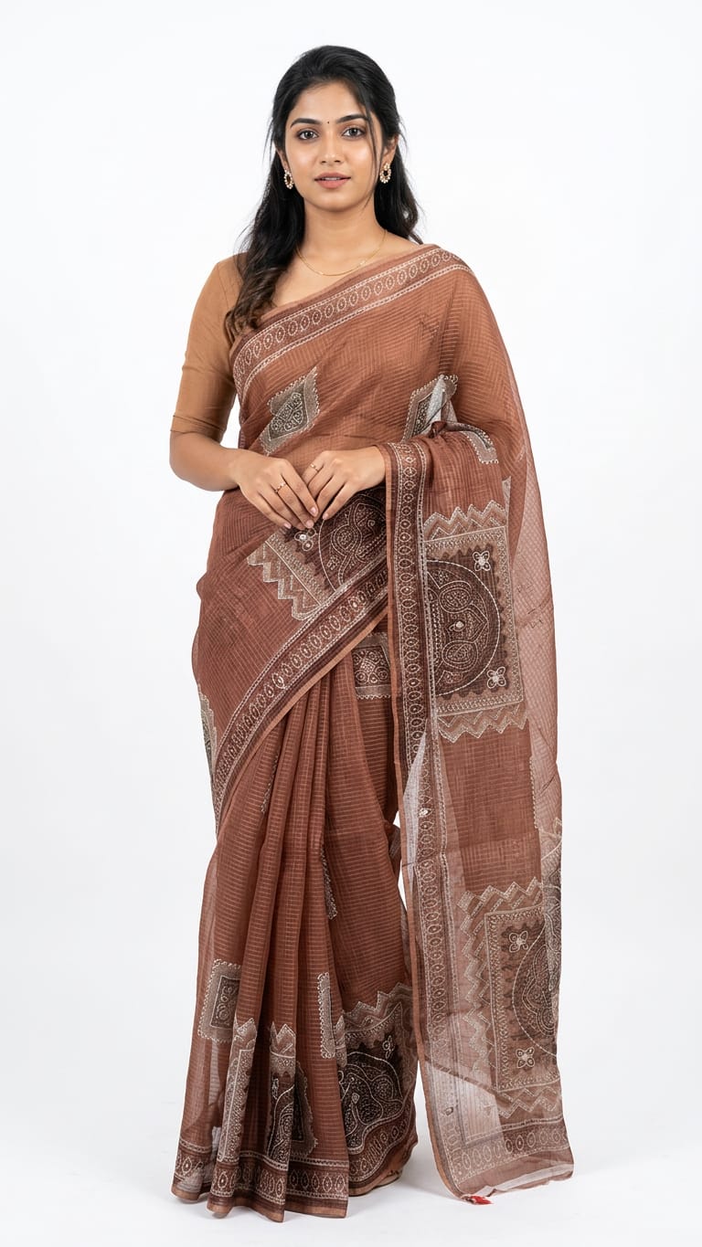 Royal kota doria saree with silk thread work ready to wear