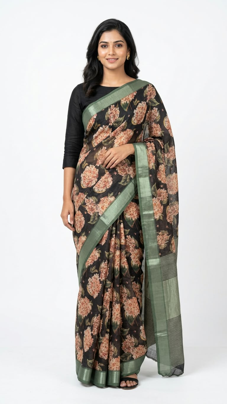Classic linen saree ready to wear