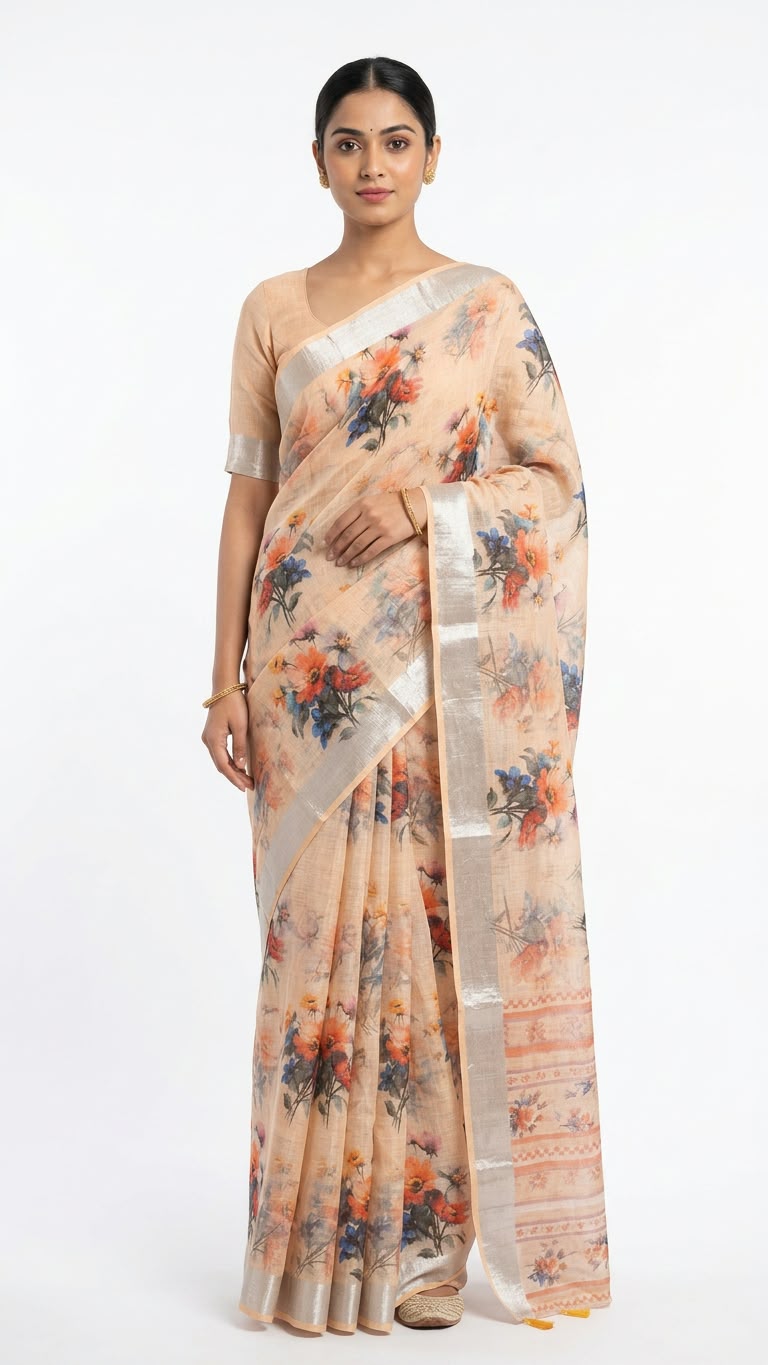 Classic linen saree ready to wear