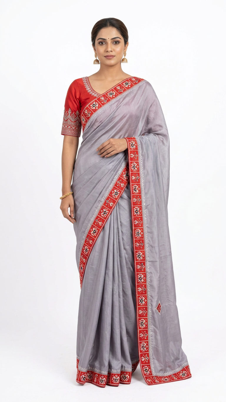 Chinon boarders printed fall pico ready to wear saree