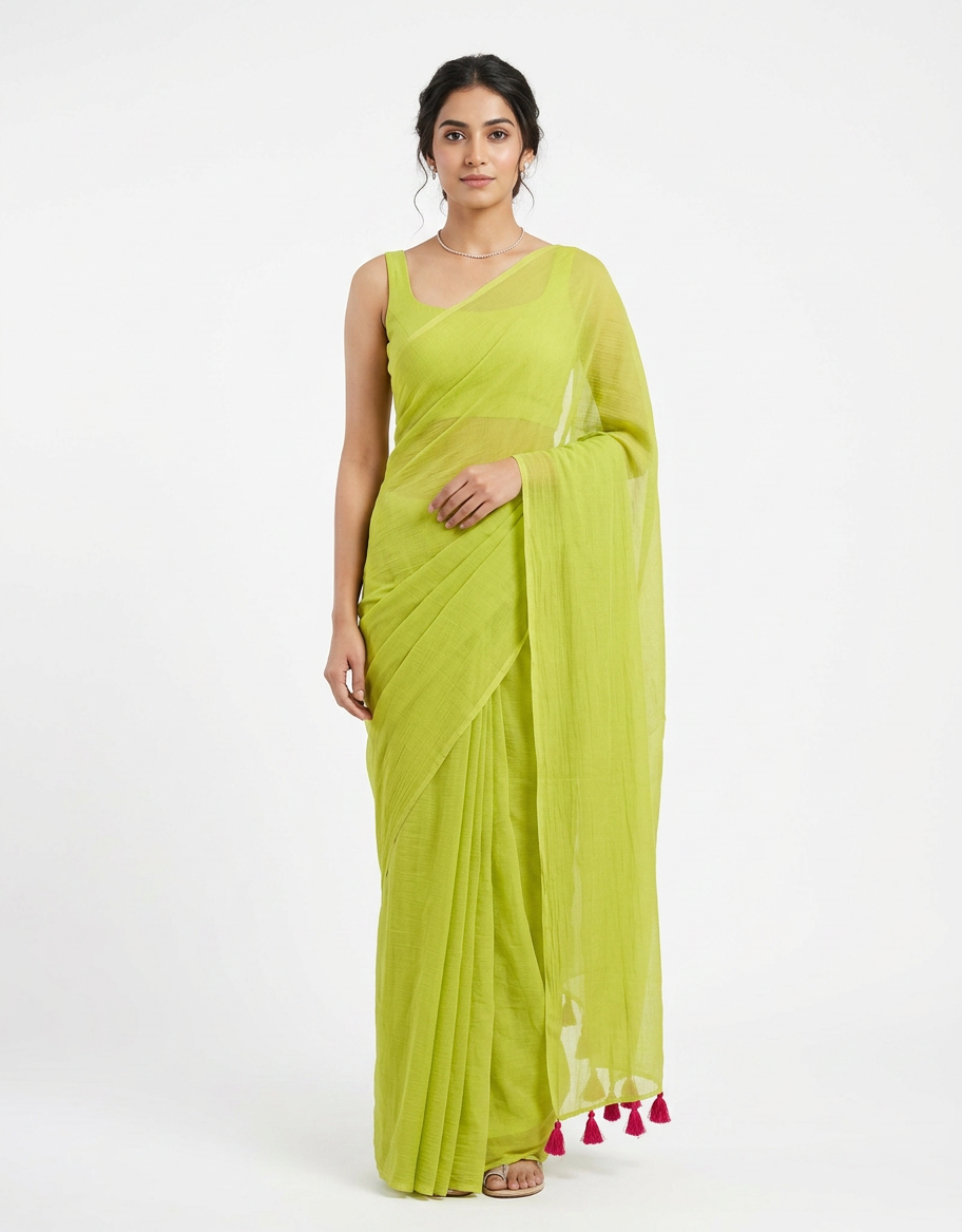 Classic Mul cotton pista ombre saree ready to wear
