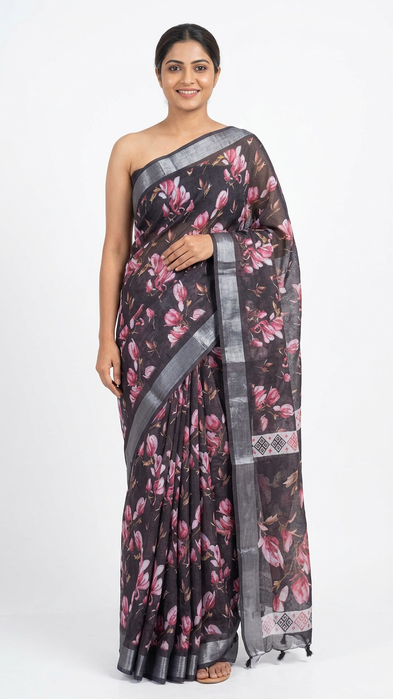 Linen cotton floral ready to wear with fall pico