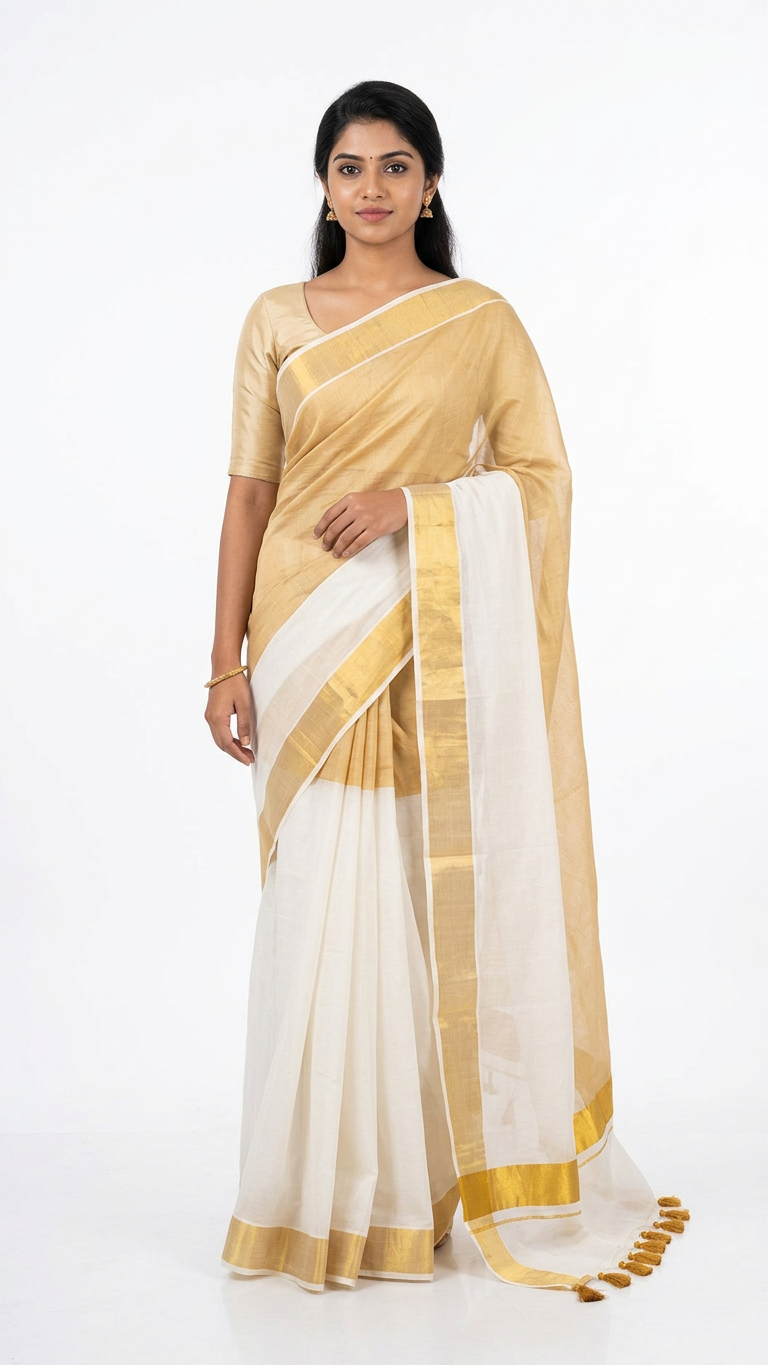 mul cotton half and half ready to wear saree