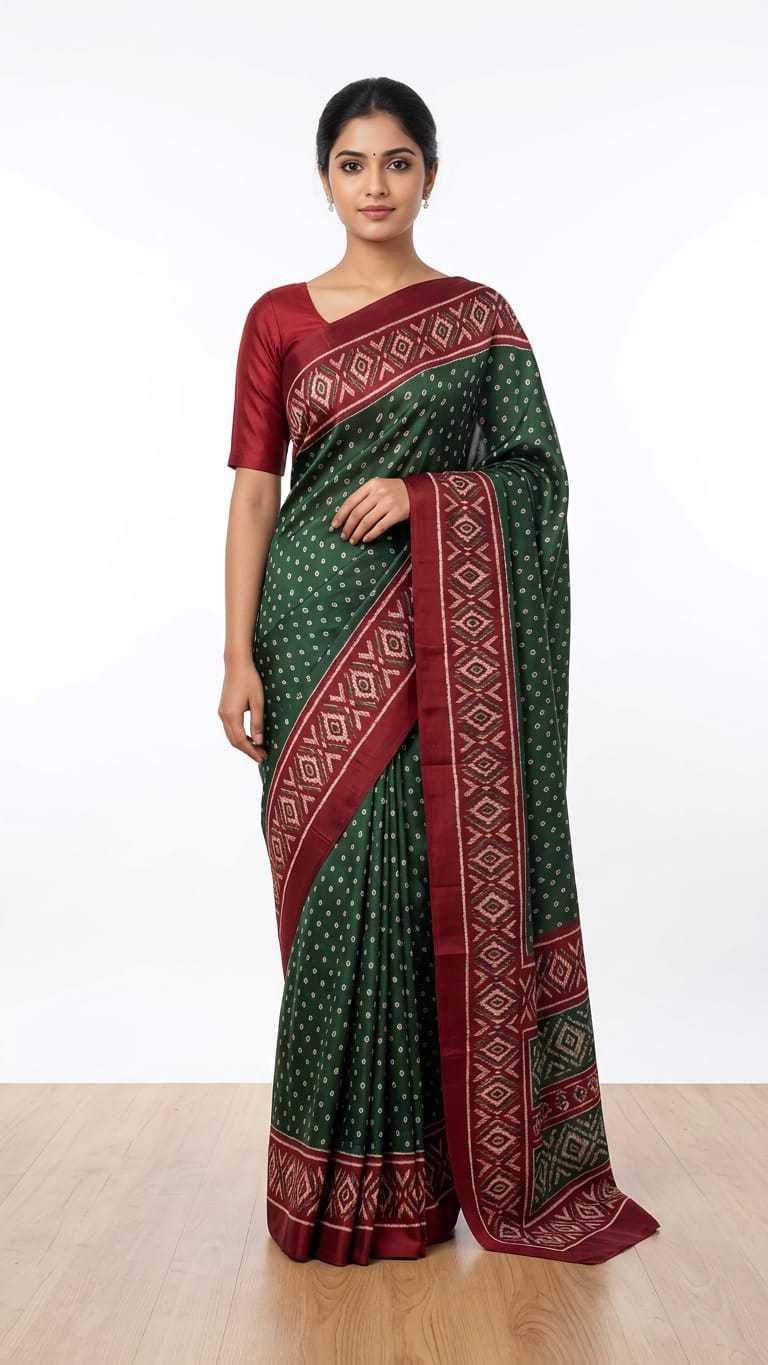 Mulberry silk crepe saree ready to wear
