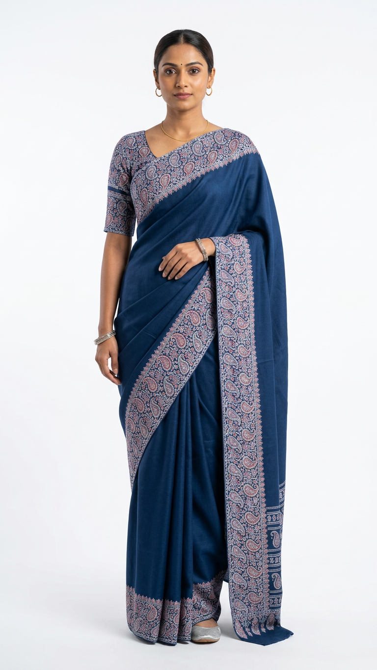Plain modhal silk ready to wear with fall pico