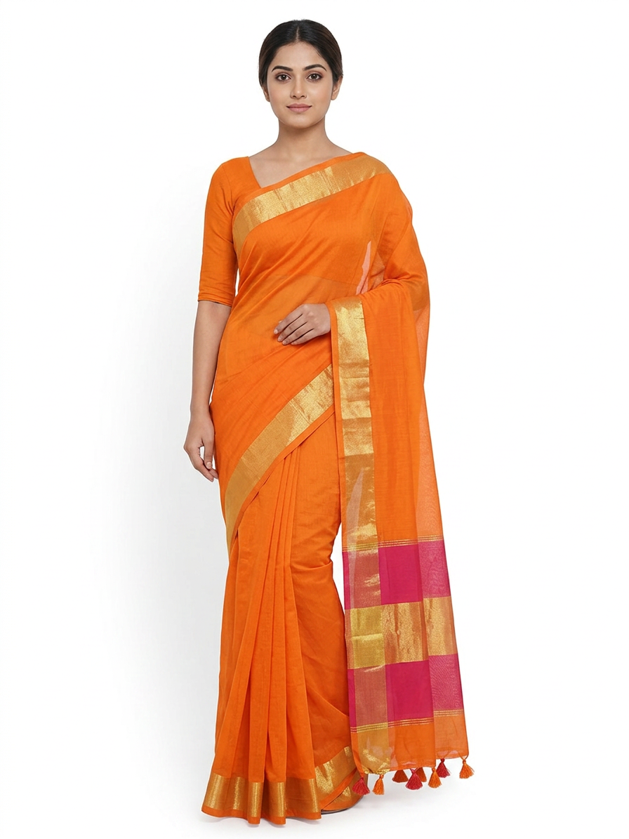Royal mul cotton ombre-with zari border ready to wear saree