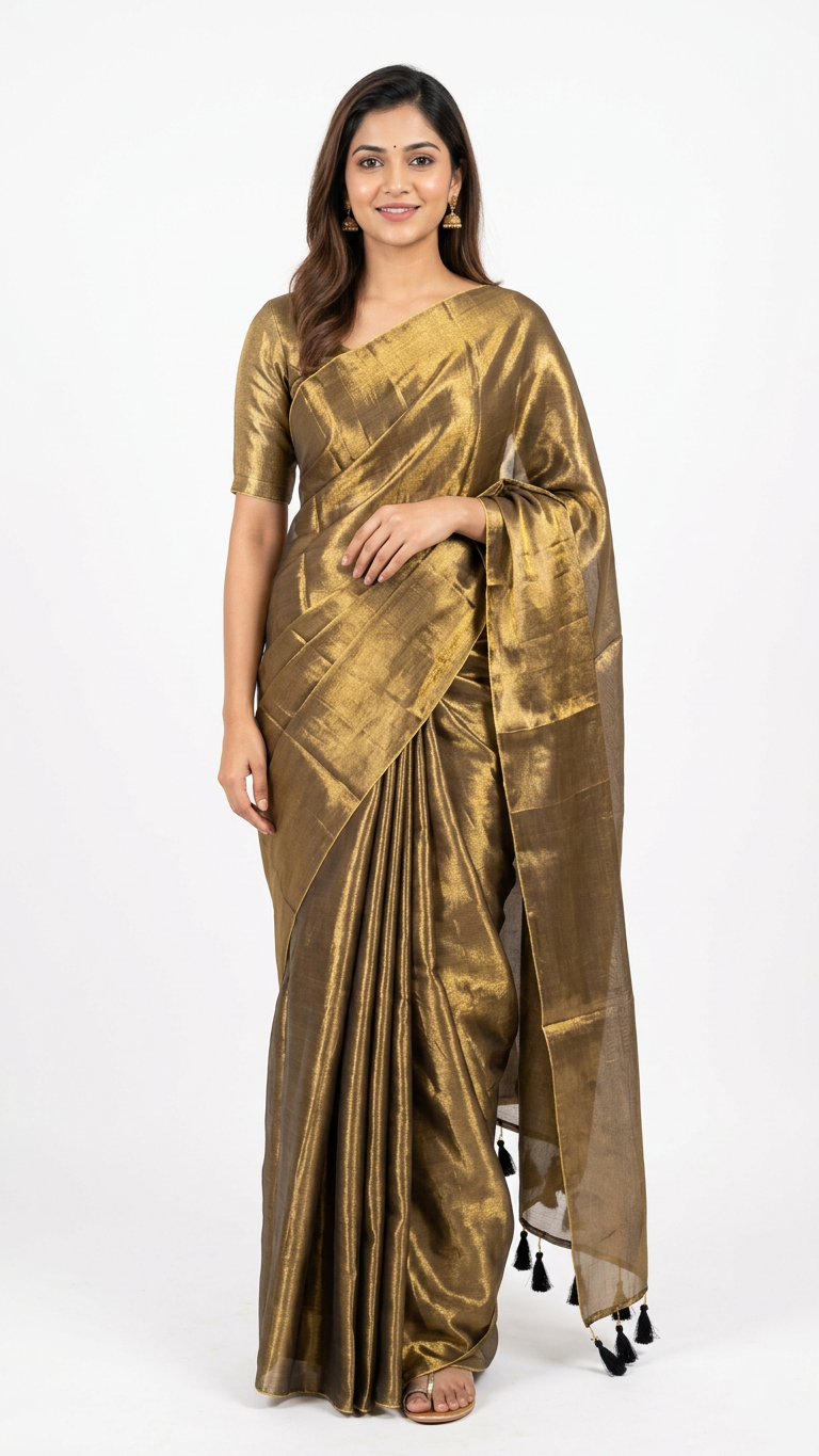 Metallic silk with big tassel ready to wear with fall pico