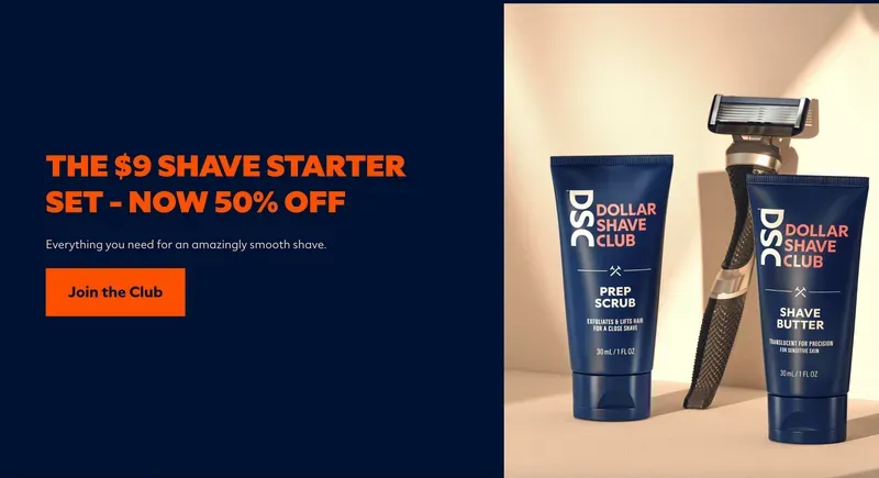 Dollar Shave club landing page