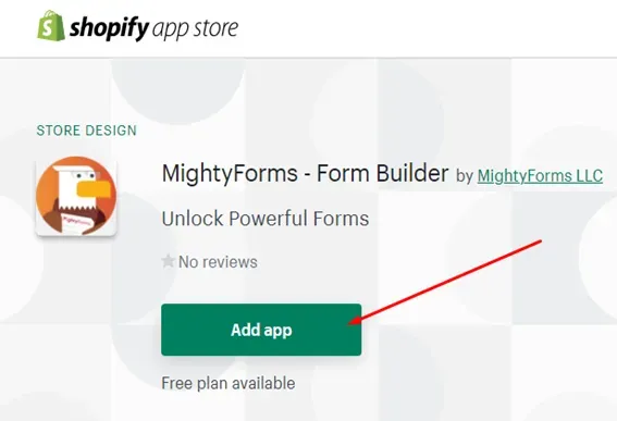 Install Form Building apps to your Shopify account