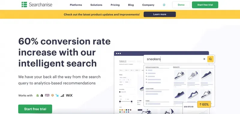 Searchanise Landing Page