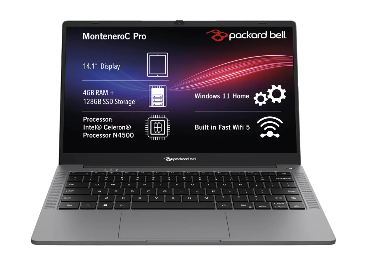 Packard Bell Montenero C Pro 14.1-inch laptop, Intel Celeron N4500, 4 GB + 128 GB