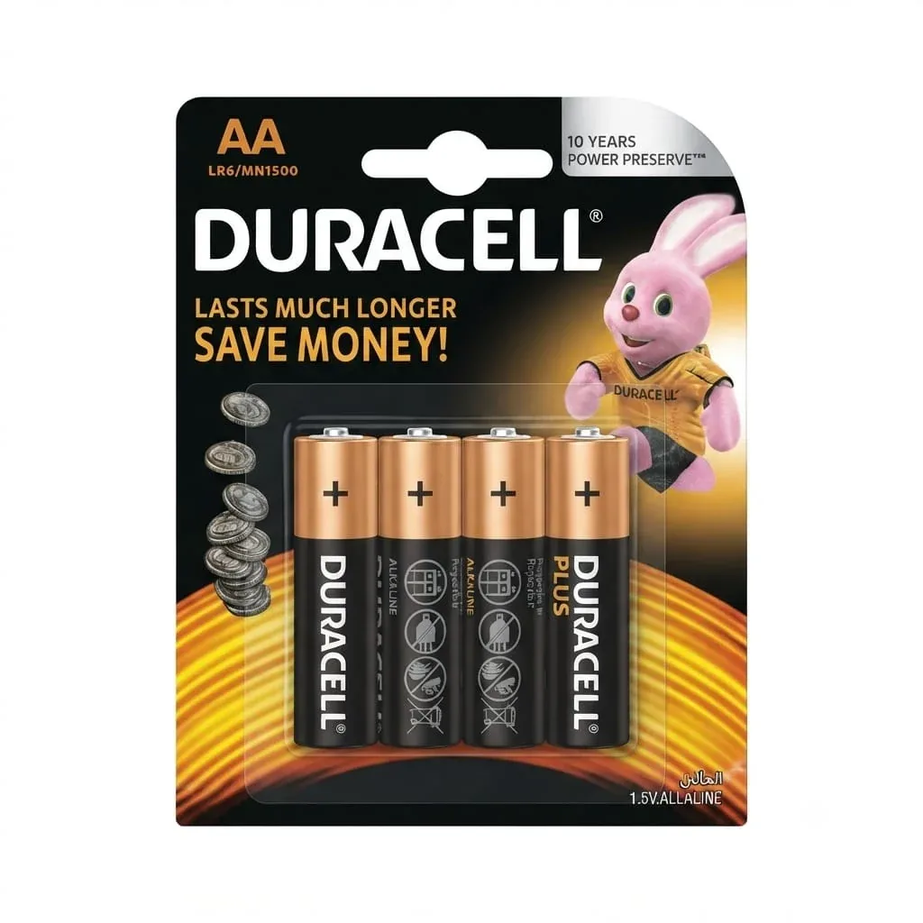 Piles Duracell AA, paquet de 4
