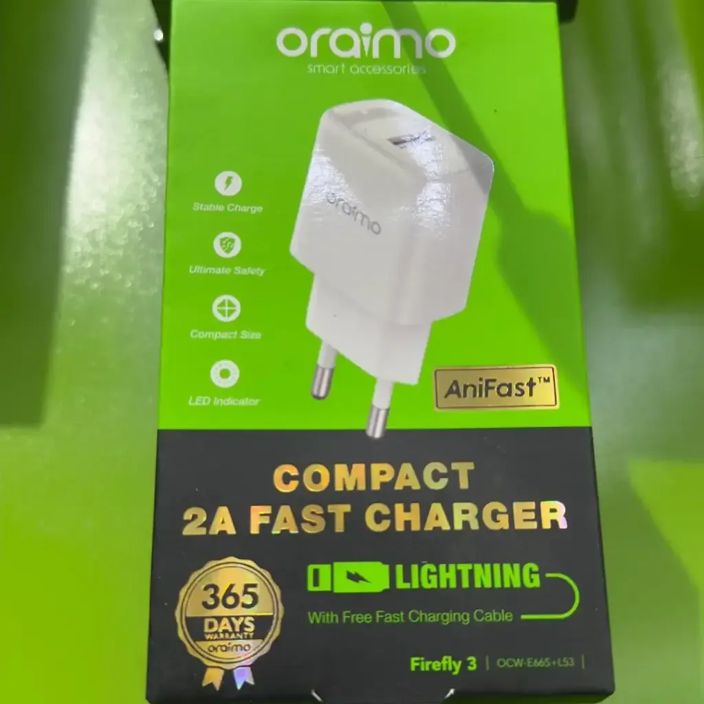 Chargeur Oraimo Firefly 3 2 A avec câble Lightning