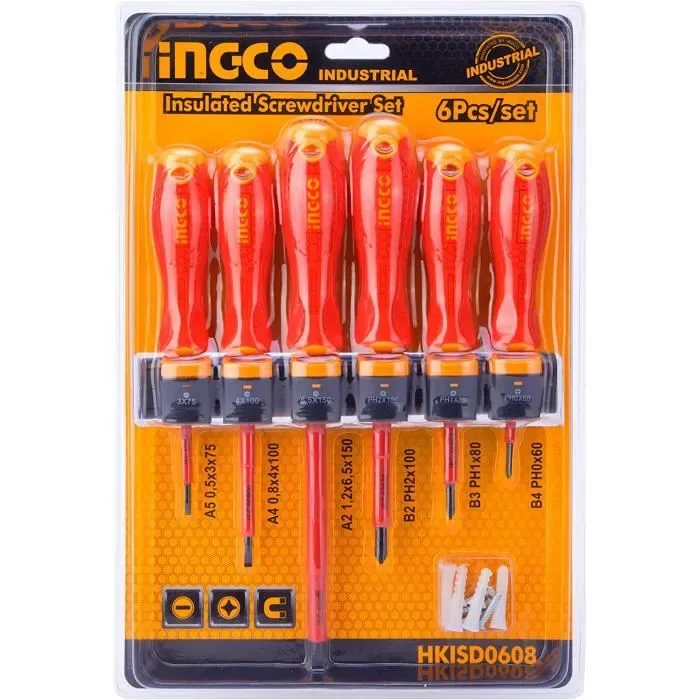 Jeu de tournevis isolés Ingco, 6 pièces