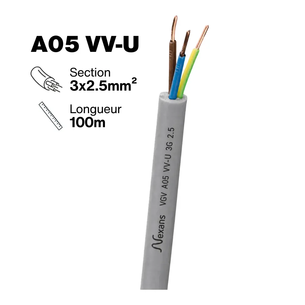 Nexans VGV A05VV-U 3 x 2.5 mm² cable, 100 m roll