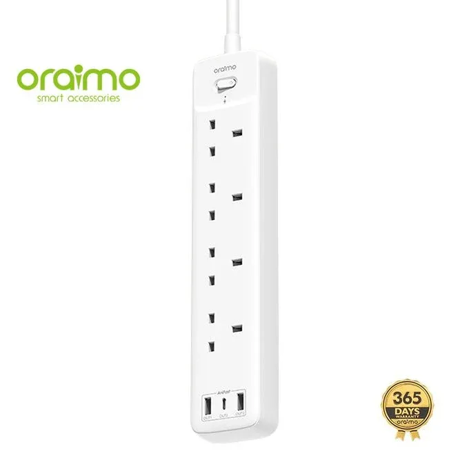 Oraimo PowerHub 4-socket extension with 3 USB fast-charge ports