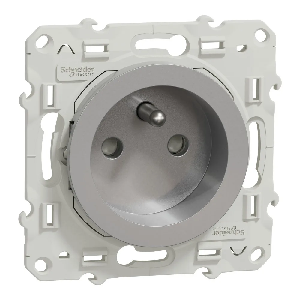 Schneider Electric Odace 2P+E socket, aluminium