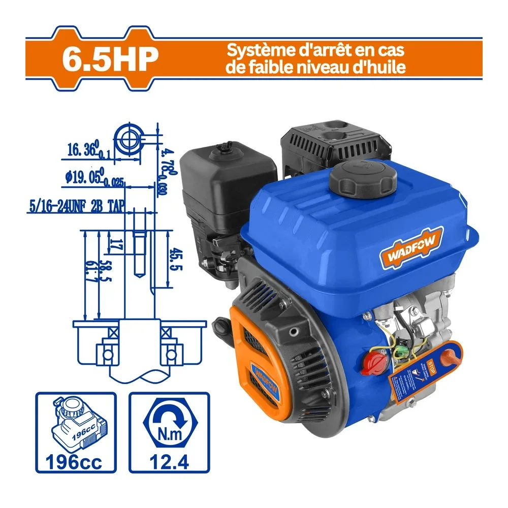 WADFOW WGNAA168Q petrol engine, 6.5 HP