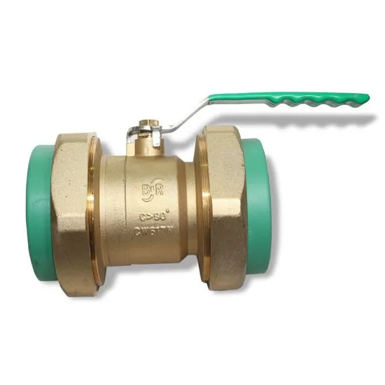 Banninger PPR ball valve with 2 unions, 32 mm
