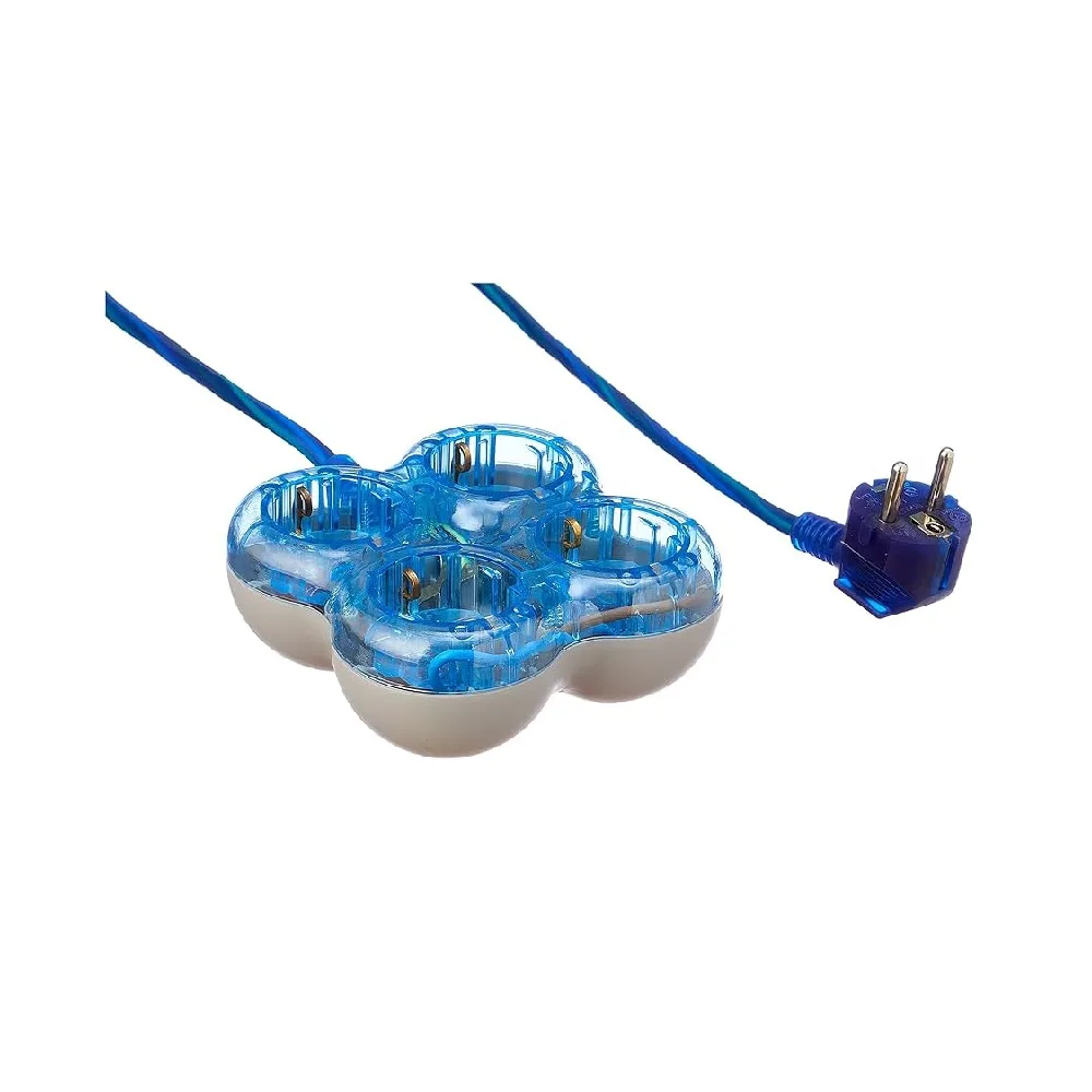 Elios Quattro 4-way power strip with cable, blue