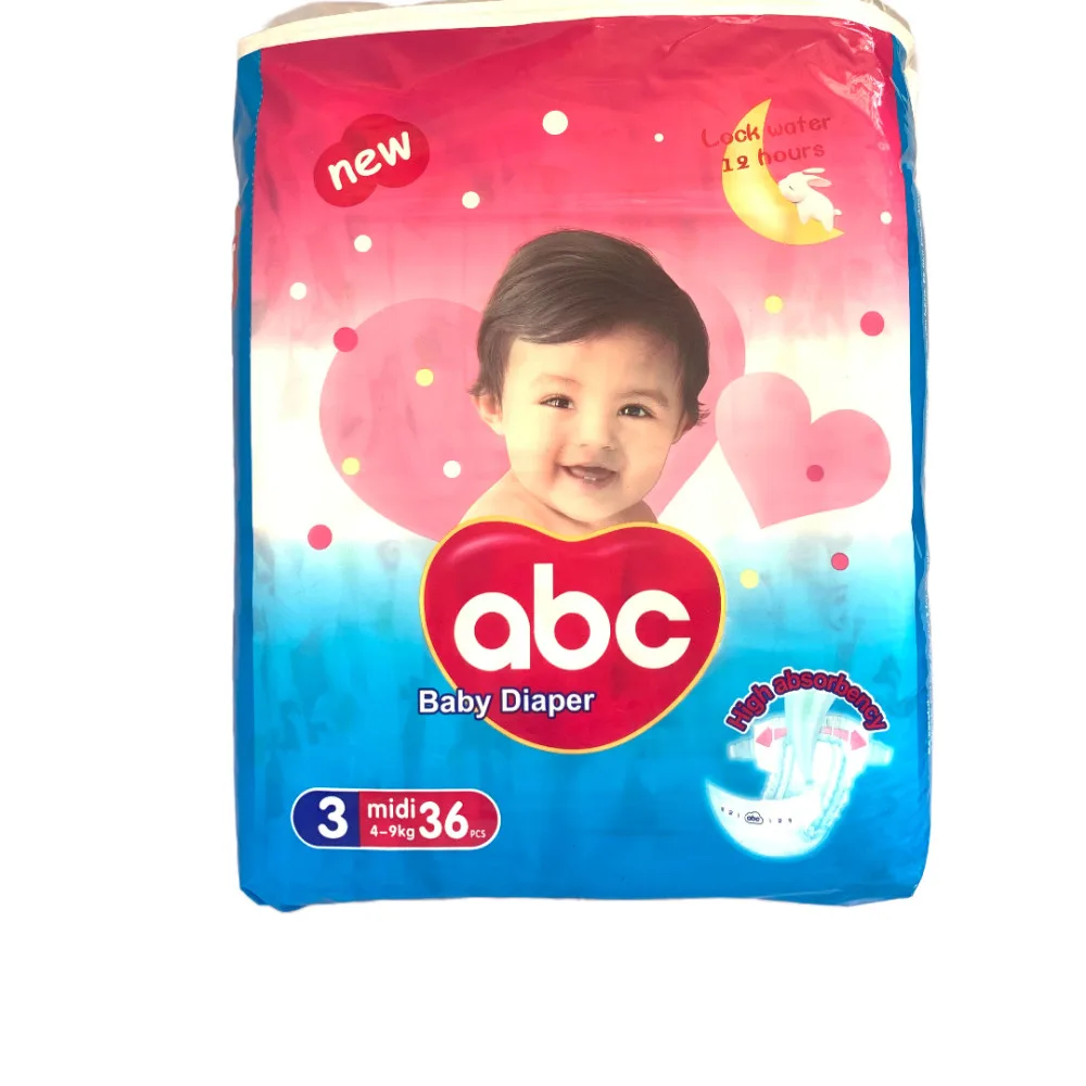 ABC baby diapers, midi 4-9 kg, 36 pieces
