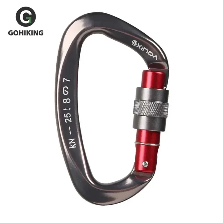 Aluminium D-shape screw-lock carabiner, 25 kN
