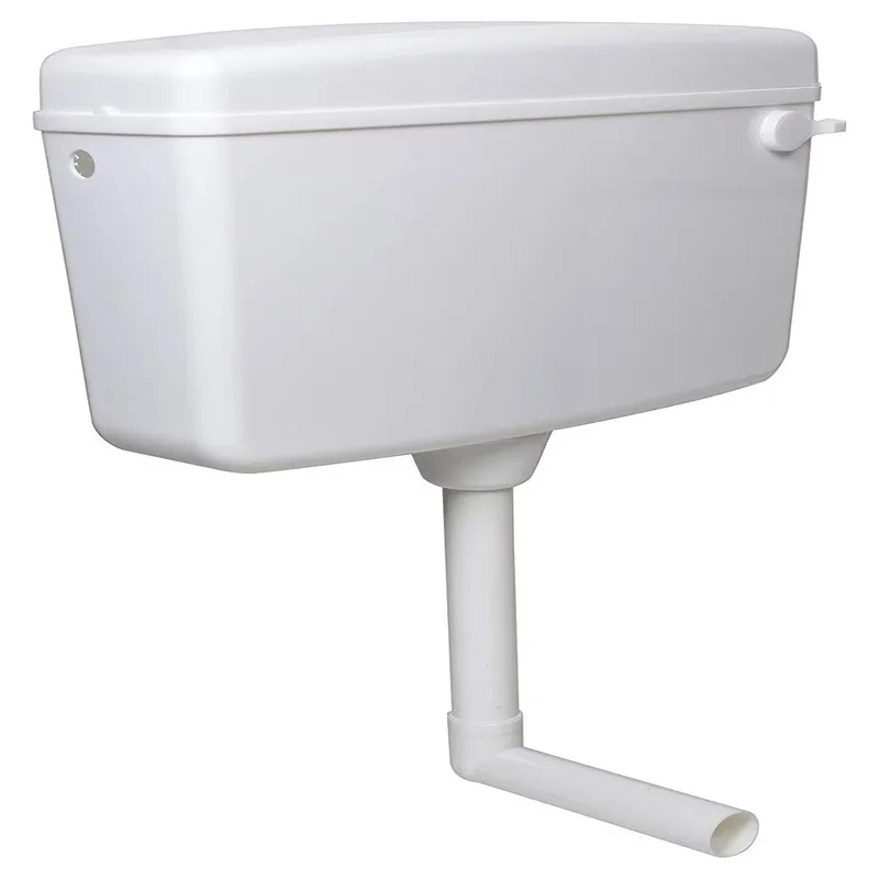 Plastic toilet flush cistern with flush pipe