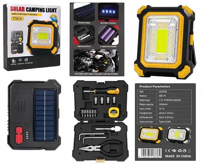 Solar Camping Light with Built-in Toolbox